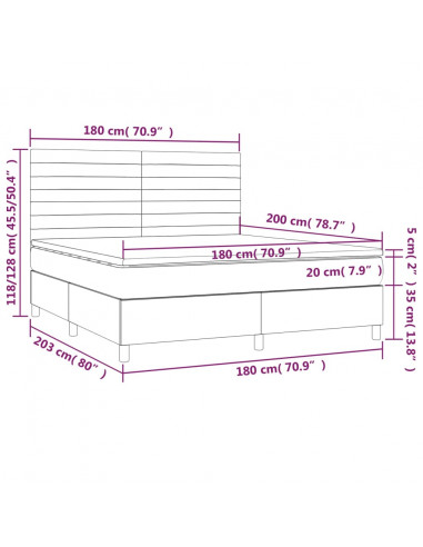Giroletto a Molle con Materasso Nero 180x200 cm in Tessuto