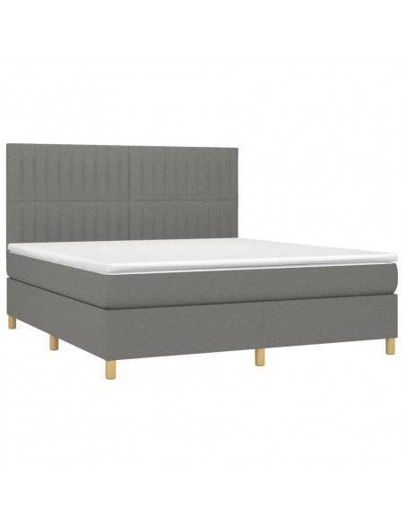 Giroletto a Molle con Materasso Grigio Scuro 160x200 cm Tessuto