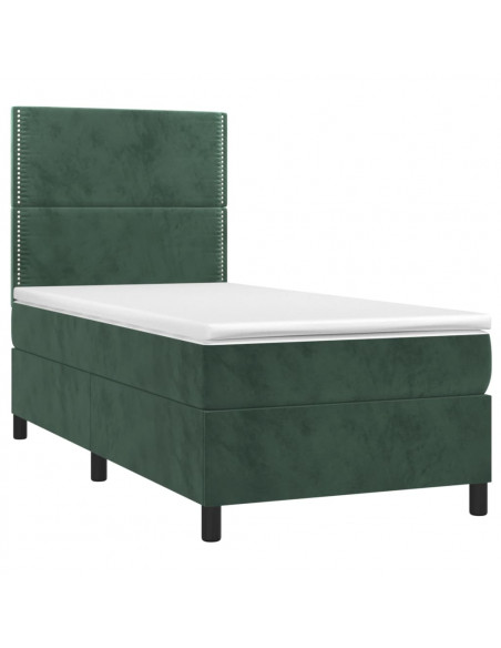 Giroletto a Molle con Materasso Verde Scuro 90x190 cm Velluto