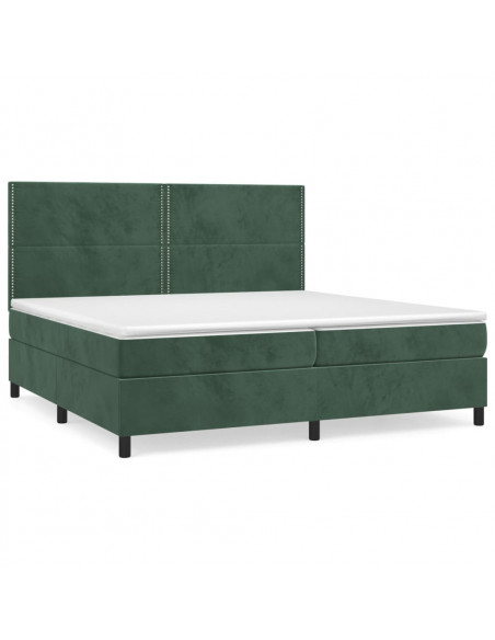 Giroletto a Molle con Materasso Verde Scuro 200x200 cm Velluto
