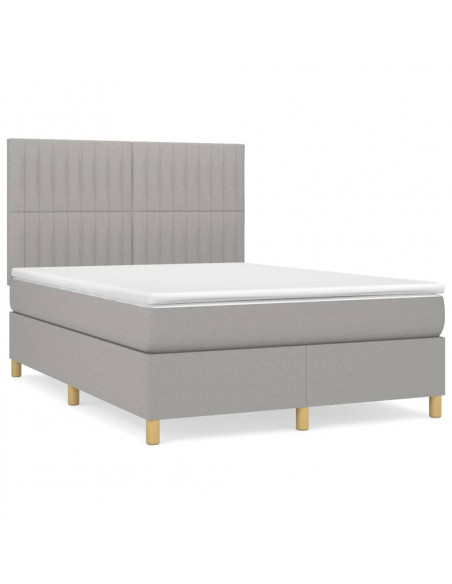 Giroletto a Molle con Materasso Grigio Chiaro 140x200cm Tessuto