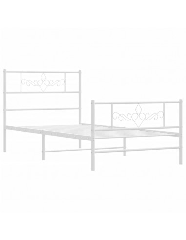 Giroletto con Testiera e Pediera Metallo Bianco 107x203 cm