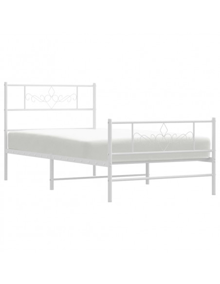 Giroletto con Testiera e Pediera Metallo Bianco 107x203 cm