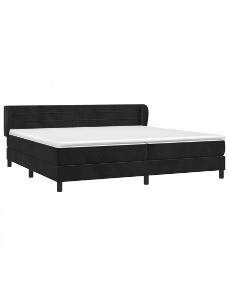 Giroletto a Molle con Materasso Nero 200x200 cm in Velluto