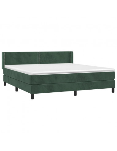 Giroletto a Molle con Materasso Verde Scuro 180x200 cm Velluto