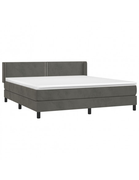 Giroletto a Molle con Materasso Grigio Scuro 180x200 cm Velluto
