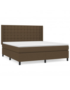 Giroletto a Molle con Materasso Marrone Scuro 180x200cm Tessuto 2