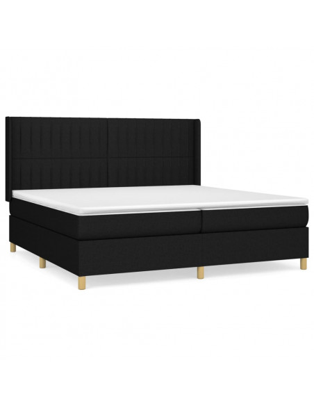 Giroletto a Molle con Materasso Nero 200x200 cm in Tessuto