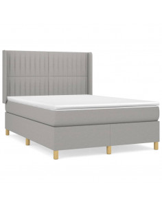 Giroletto a Molle con Materasso Grigio Chiaro 140x200cm Tessuto 2