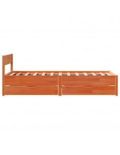 Letto senza Materasso Marrone Cera 75x190 cm in Legno di Pino 2