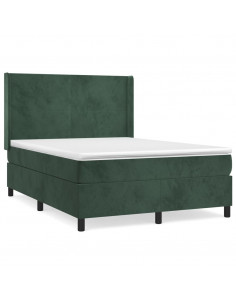 Giroletto a Molle con Materasso Verde Scuro 140x200 cm Velluto 2