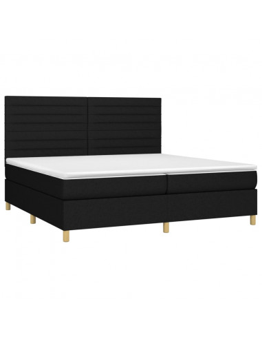 Letto a Molle Materasso e LED Nero 200x200cm in Tessuto