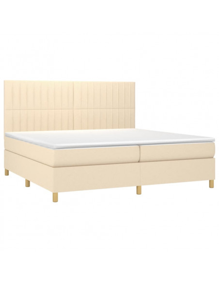 Letto a Molle Materasso e LED bianco 200x200cm in Tessuto