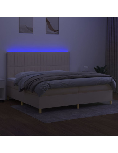 Letto a Molle Materasso e LED bianco 200x200cm in Tessuto