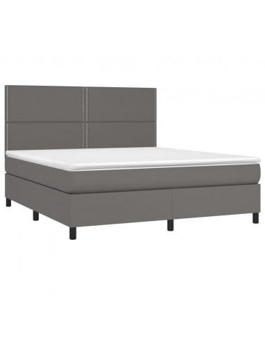 Giroletto Molle con Materasso e LED Grigio 180x200cm Similpelle