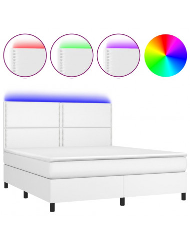 Giroletto Molle con Materasso e LED Bianco 160x200cm Similpelle