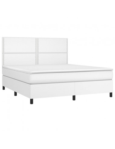 Giroletto Molle con Materasso e LED Bianco 160x200cm Similpelle