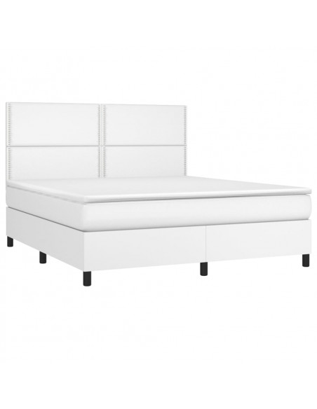 Giroletto Molle con Materasso e LED Bianco 160x200cm Similpelle