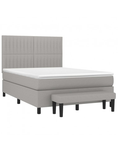 Giroletto a Molle con Materasso Grigio Chiaro 140x200cm Tessuto