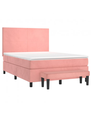 Giroletto a Molle con Materasso Rosa 140x190 cm in Velluto