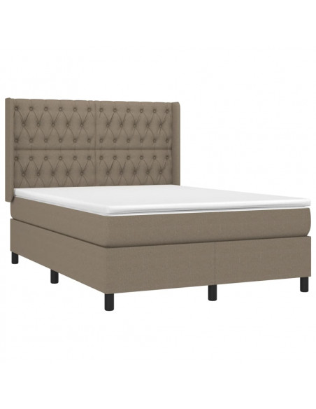 Letto a Molle con Materasso e LED Tortora 140x190 cm in Tessuto