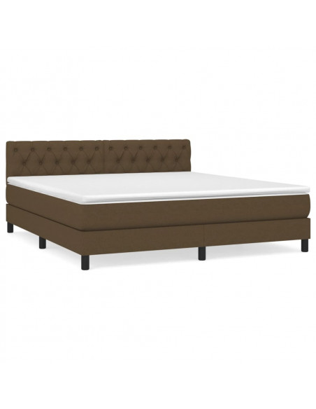 Giroletto a Molle con Materasso Marrone Scuro 160x200cm Tessuto