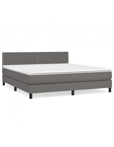 Giroletto a Molle con Materasso Grgio 180x200 cm in Similpelle