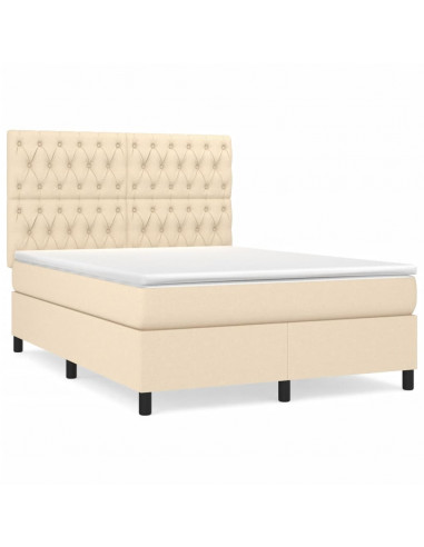 Giroletto a Molle con Materasso Crema 140x19 cm in Tessuto