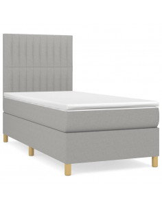 Giroletto a Molle con Materasso Grigio Chiaro 80x200 cm Tessuto 2