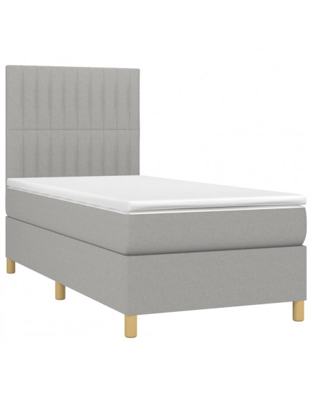 Giroletto a Molle con Materasso Grigio Chiaro 80x200 cm Tessuto