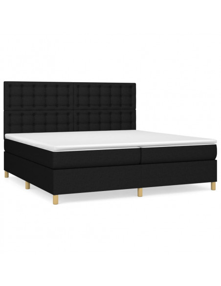 Giroletto a Molle con Materasso Nero 200x200 cm in Tessuto