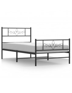 Giroletto con Testiera e Pediera Metallo Nero 107x203 cm 2