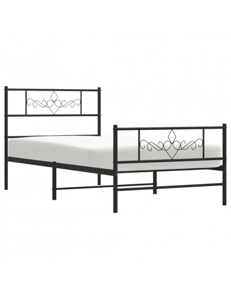 Giroletto con Testiera e Pediera Metallo Nero 107x203 cm