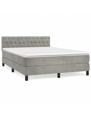 Giroletto a Molle con Materasso Grigio Chiaro 140x200cm Velluto