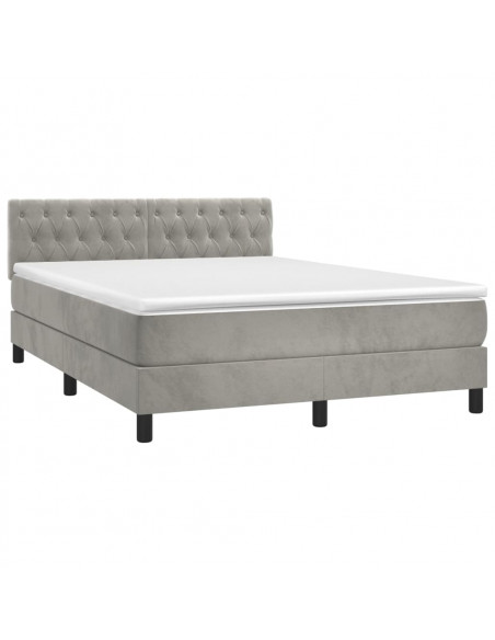 Giroletto a Molle con Materasso Grigio Chiaro 140x200cm Velluto