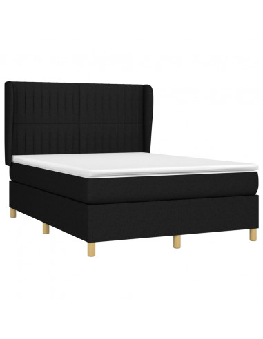 Giroletto a Molle con Materasso Nero 140x190 cm in Tessuto