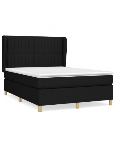 Giroletto a Molle con Materasso Nero 140x200 cm in Tessuto