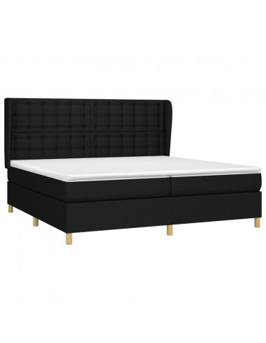 Giroletto a Molle con Materasso Nero 200x200 cm in Tessuto