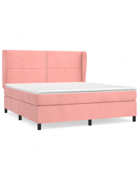 Giroletto a Molle con Materasso Rosa 180x200 cm in Velluto