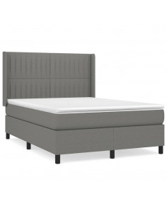 Giroletto a Molle con Materasso Grigio Scuro 140x200cm Tessuto 2