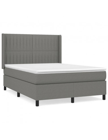 Giroletto a Molle con Materasso Grigio Scuro 140x200cm Tessuto