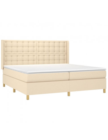 Giroletto a Molle con Materasso Crema 200x200 cm in Tessuto