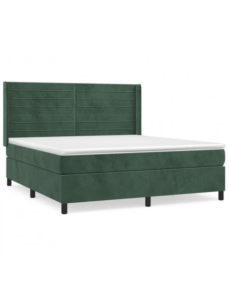 Giroletto a Molle con Materasso Verde Scuro 180x200 cm Velluto