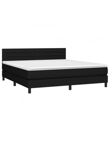 Letto a Molle con Materasso e LED Nero 180x200cm in Tessuto