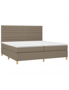 Letto a Molle Materasso e LED tortora 200x200cm in Tessuto 2