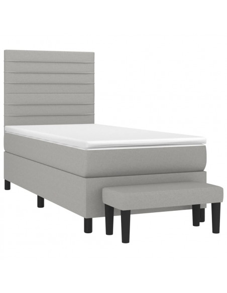 Giroletto a Molle con Materasso Grigio Chiaro 90x190 cm Tessuto