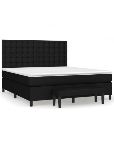 Giroletto a Molle con Materasso Nero 160x200 cm in Tessuto