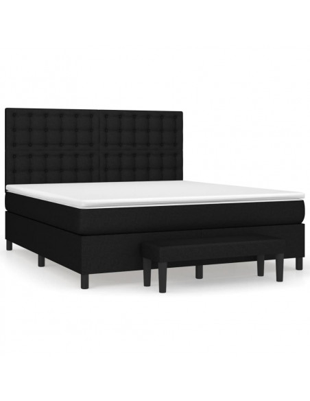 Giroletto a Molle con Materasso Nero 160x200 cm in Tessuto