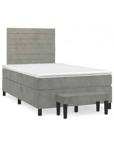 Giroletto a Molle con Materasso Grigio Chiaro 120x200cm Velluto