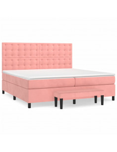 Giroletto a Molle con Materasso Rosa 200x200 cm in Velluto 2